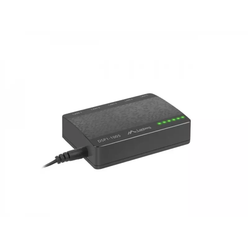 LANBERG kytkin Dsp1-1005 5x 1gb/s hallitsematon Gigabit Ethernet -työpöytäkytkin 5v