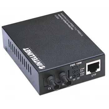 Intellinet Fast Ethernet -mediakonvertteri, 10/100Base-Tx 100Base-Fx (ST) monimuoto, 2 km (1,24 mailia)