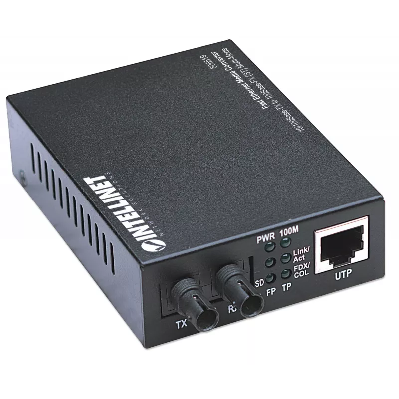 Intellinet Fast Ethernet -mediakonvertteri, 10/100Base-Tx 100Base-Fx (ST) monimuoto, 2 km (1,24 mailia)