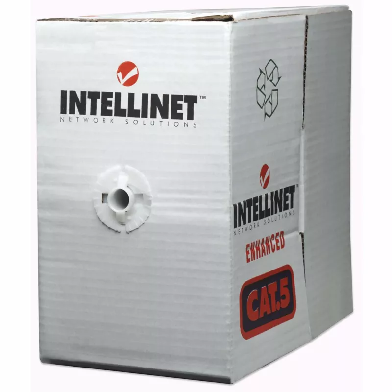 Intellinet verkko bulk Cat6 -kaapeli, 23 AWG, massiivilanka, 305 m, harmaa, CCA, U/UTP, laatikko