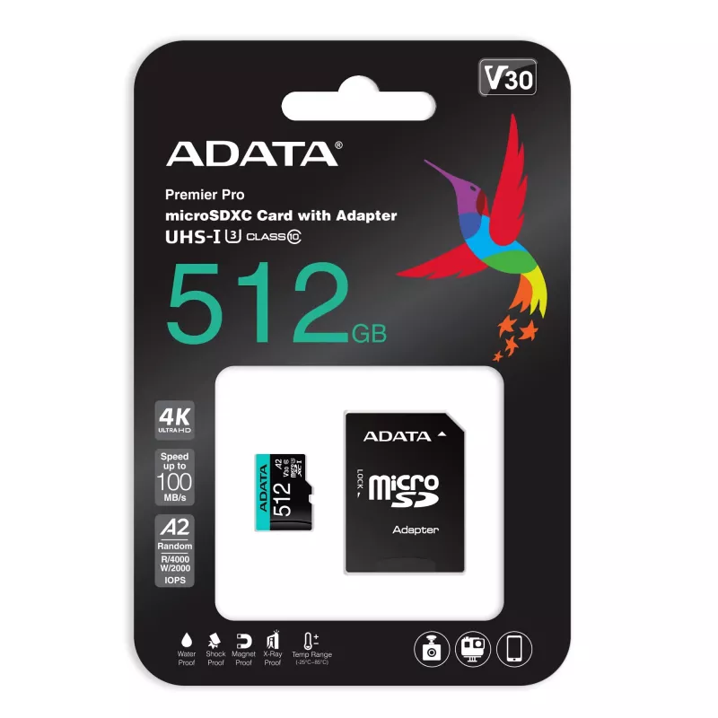 Flash-muisti ADATA 512GB MicroSDXC Class 10 Premier Pro