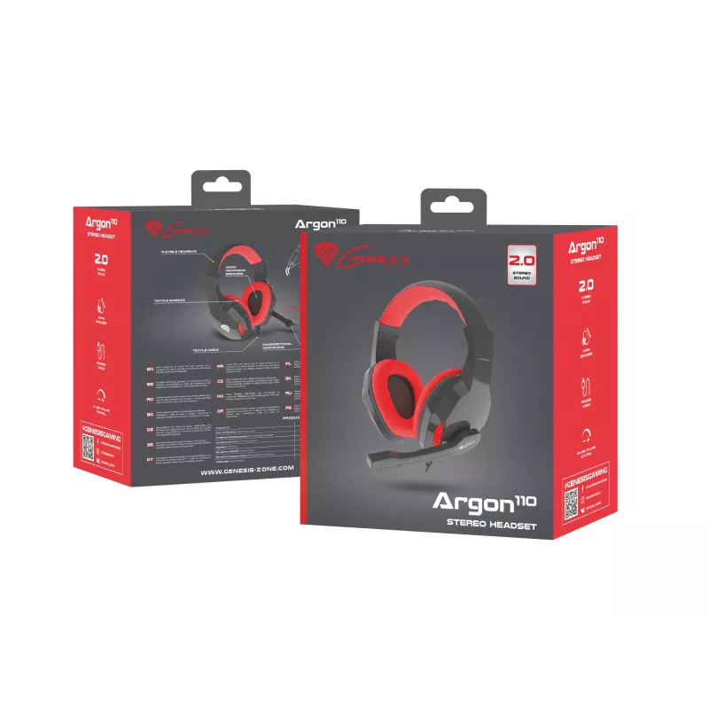 GENESIS Argon 110 -kuulokemikrofoni johdollinen headset head-band gaming musta, punainen