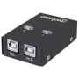 USB-jakokytkin MANHATTAN 162005, USB 2.0 Type-B, 2 liitäntää, 480 Mbit/s, 1,5 m kaapeli, valkoinen