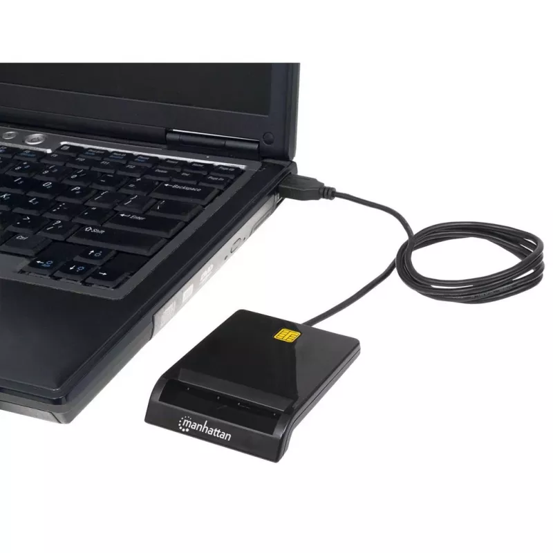 Manhattan 102049 kontaktisirukortinlukija, USB-A 2.0, 12 Mbps, kaapeli 1,05 m, musta, ABS-kotelo