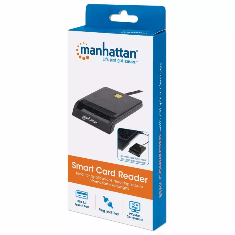Manhattan 102049 kontaktisirukortinlukija, USB-A 2.0, 12 Mbps, kaapeli 1,05 m, musta, ABS-kotelo