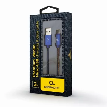GEMBIRD Premium Jeans (Denim) Micro-USB-kaapeli metalliliittimillä, 2 m, sininen