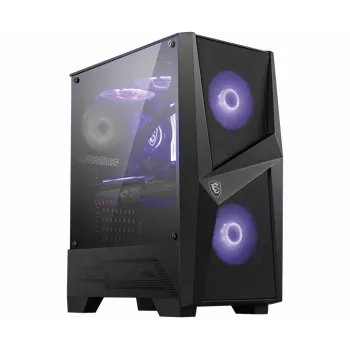 MSI MAG FORGE 100M Midi-Tower pelikotelo 'musta, 2x 120mm RGB PWM tuuletin, 1x 120mm tuuletin, 1-6 RGB hub, karkaistu lasilevy, ATX, mATX, mini-ITX'