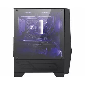 MSI MAG FORGE 100M Midi-Tower pelikotelo 'musta, 2x 120mm RGB PWM tuuletin, 1x 120mm tuuletin, 1-6 RGB hub, karkaistu lasilevy, ATX, mATX, mini-ITX'