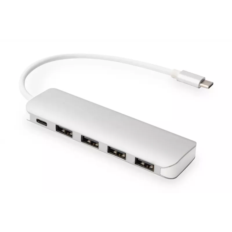 DIGITUS USB-C-keskitin 4-porttinen PD 4x USB 3.0, 1x PD-lataus, harmaa