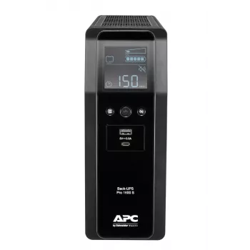 APC Back-UPS Pro, 1600VA/960W, Tower, 230V, 8x IEC C13 -pistorasia, siniaalto, AVR, USB Type A + C liitännät, LCD, käyttäjän vaihdettava akku