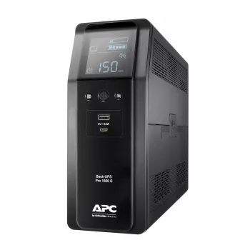 APC Back-UPS Pro, 1600VA/960W, Tower, 230V, 8x IEC C13 -pistorasia, siniaalto, AVR, USB Type A + C liitännät, LCD, käyttäjän vaihdettava akku