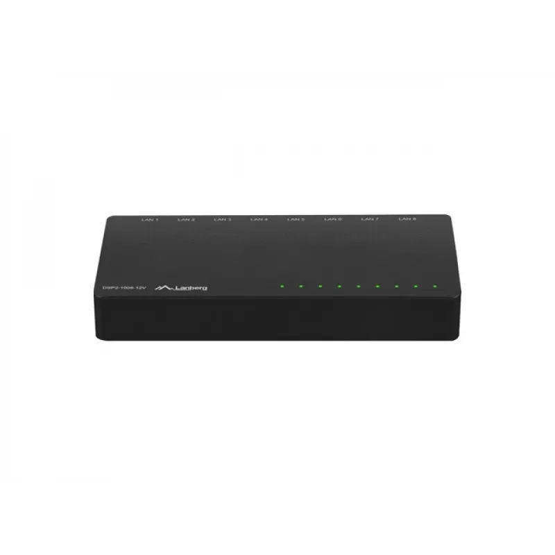 LANBERG kytkin Dsp2-1008-12v 8x 1gb/s hallitsematon Gigabit Ethernet työpöytä 12v