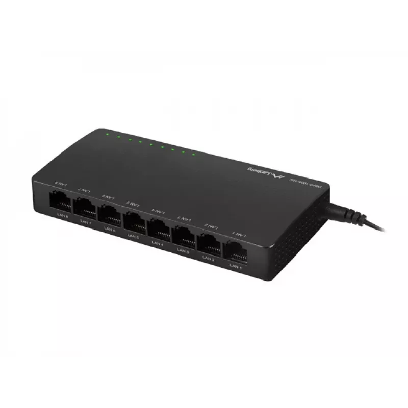 LANBERG kytkin Dsp2-1008-12v 8x 1gb/s hallitsematon Gigabit Ethernet työpöytä 12v