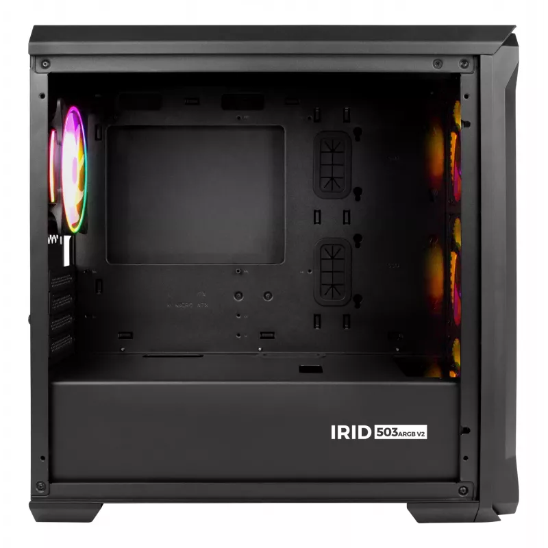GENESIS Irid 503 ARGB Micro Tower musta, läpinäkyvä