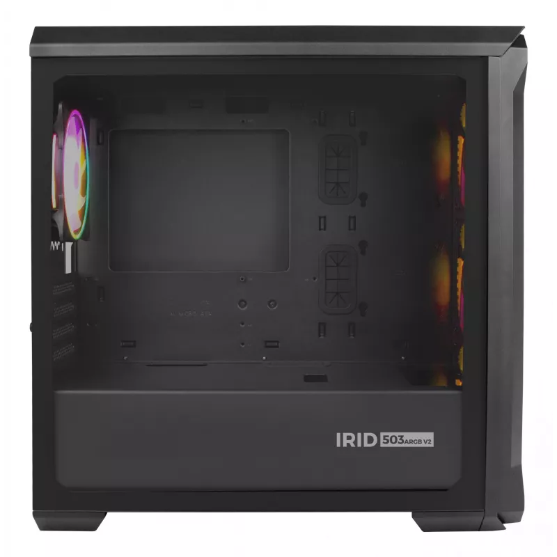 GENESIS Irid 503 ARGB Micro Tower musta, läpinäkyvä