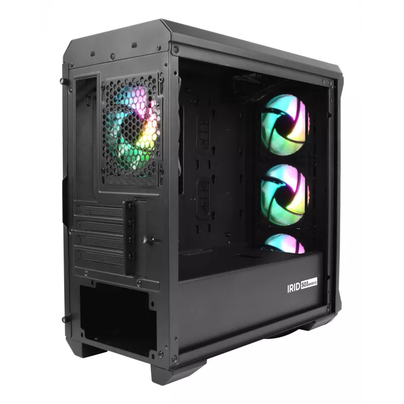 GENESIS Irid 503 ARGB Micro Tower musta, läpinäkyvä