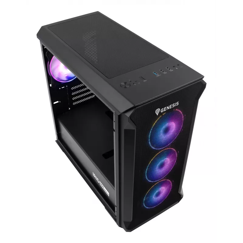 GENESIS Irid 503 ARGB Micro Tower musta, läpinäkyvä