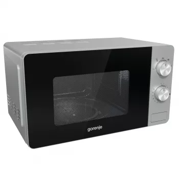 Solo-mikroaaltouuni Gorenje MO20E1S — 20 l, 800 W, kiertosäädin, 270 mm pyörivä lautanen, ruostumaton teräs/musta