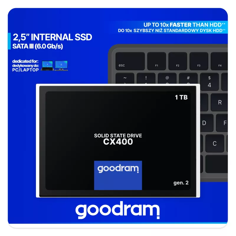 GOODRAM CX400 Gen.2 SSDPR-CX400-01T-G2 SSD 1 TB (1024 GB), 2,5 tuumaa, SATA III, 550/500 MB/s, 3D TLC NAND, 7 mm