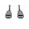 DIGITUS HDMI AOC hybridi-kuituoptinen kaapeli, Type A M/M, 15 m UHD 4K@60Hz, CE, musta