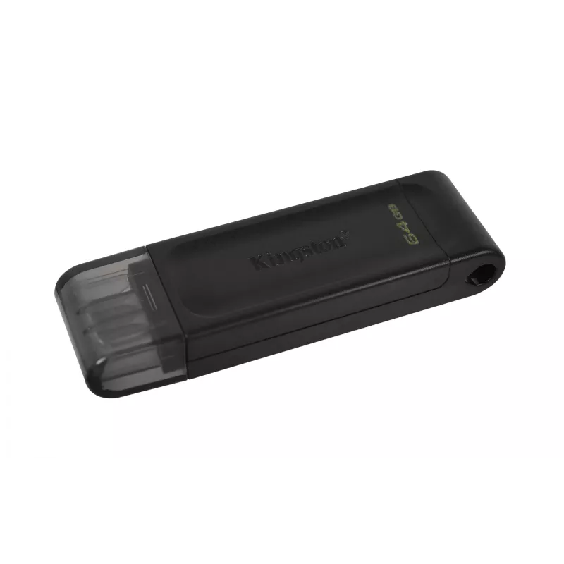 Kingston Technology DataTraveler 64GB USB-C 3.2 Gen 1 70, 64 GB, USB Type-C, 3.2 Gen 1 (3.1 Gen 1), Cap, 7 g, musta