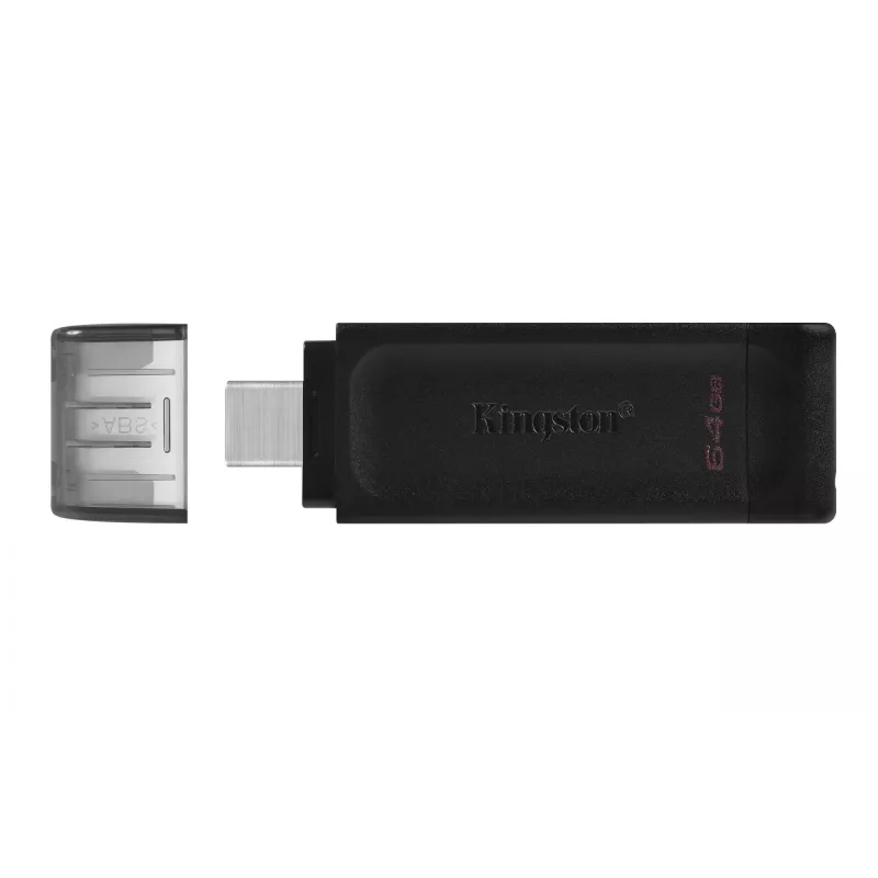Kingston Technology DataTraveler 64GB USB-C 3.2 Gen 1 70, 64 GB, USB Type-C, 3.2 Gen 1 (3.1 Gen 1), Cap, 7 g, musta