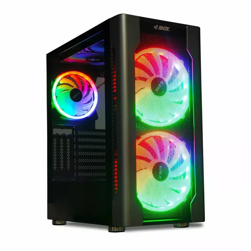 PC-kotelo IBOX Chiron ZH68 Gaming, ATX Midi-Tower, EATX-tuki, musta, sivulasiseinä, valaistus