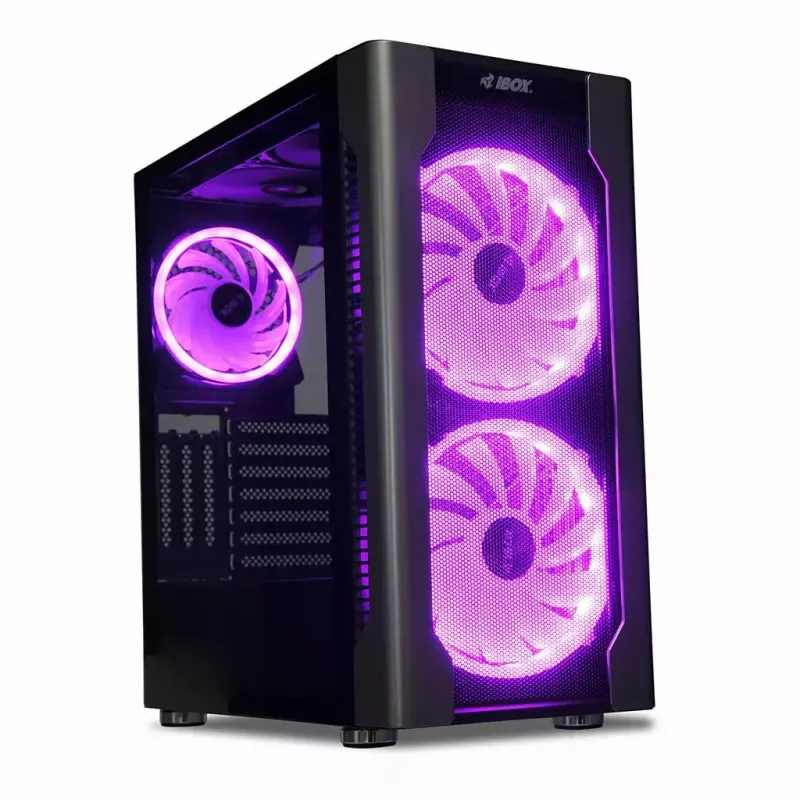 PC-kotelo IBOX Chiron ZH68 Gaming, ATX Midi-Tower, EATX-tuki, musta, sivulasiseinä, valaistus