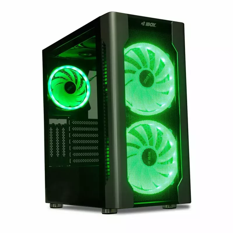 PC-kotelo IBOX Chiron ZH68 Gaming, ATX Midi-Tower, EATX-tuki, musta, sivulasiseinä, valaistus