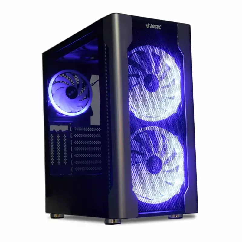 PC-kotelo IBOX Chiron ZH68 Gaming, ATX Midi-Tower, EATX-tuki, musta, sivulasiseinä, valaistus