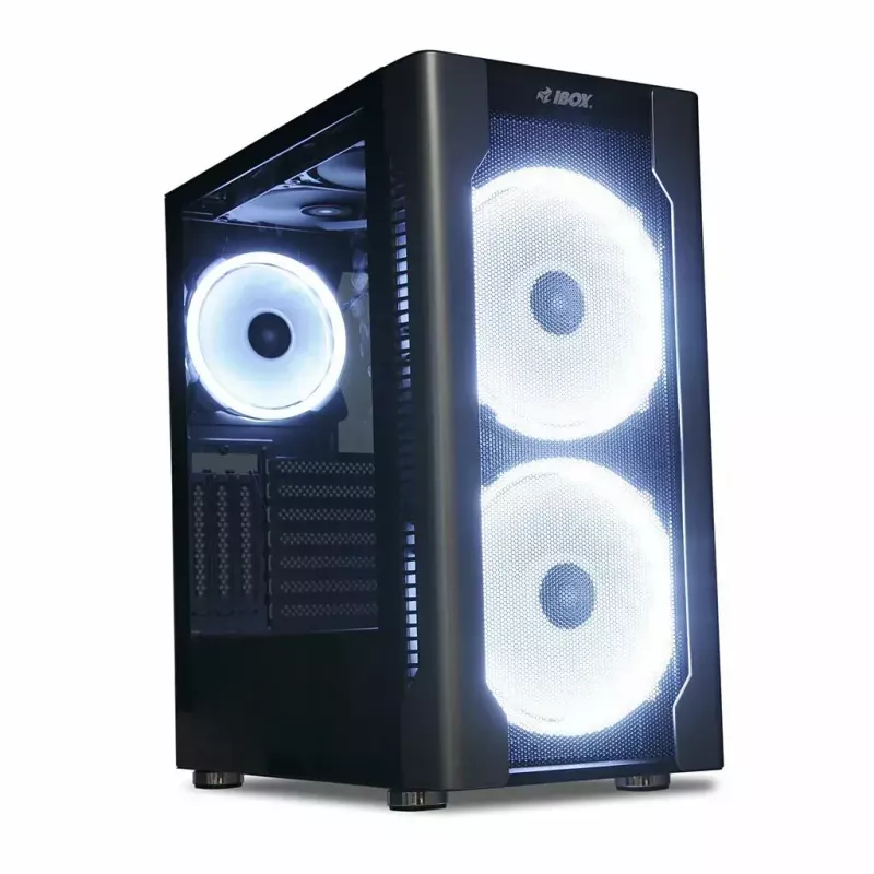 PC-kotelo IBOX Chiron ZH68 Gaming, ATX Midi-Tower, EATX-tuki, musta, sivulasiseinä, valaistus