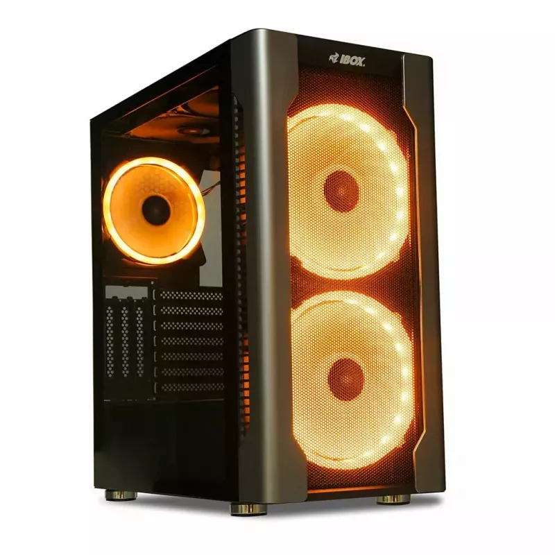 PC-kotelo IBOX Chiron ZH68 Gaming, ATX Midi-Tower, EATX-tuki, musta, sivulasiseinä, valaistus