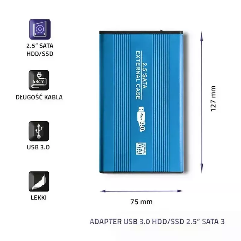 Kiintolevyadapteri QOLTEC 51859 USB 3.0 2,5 tuuman SATA3-asemille