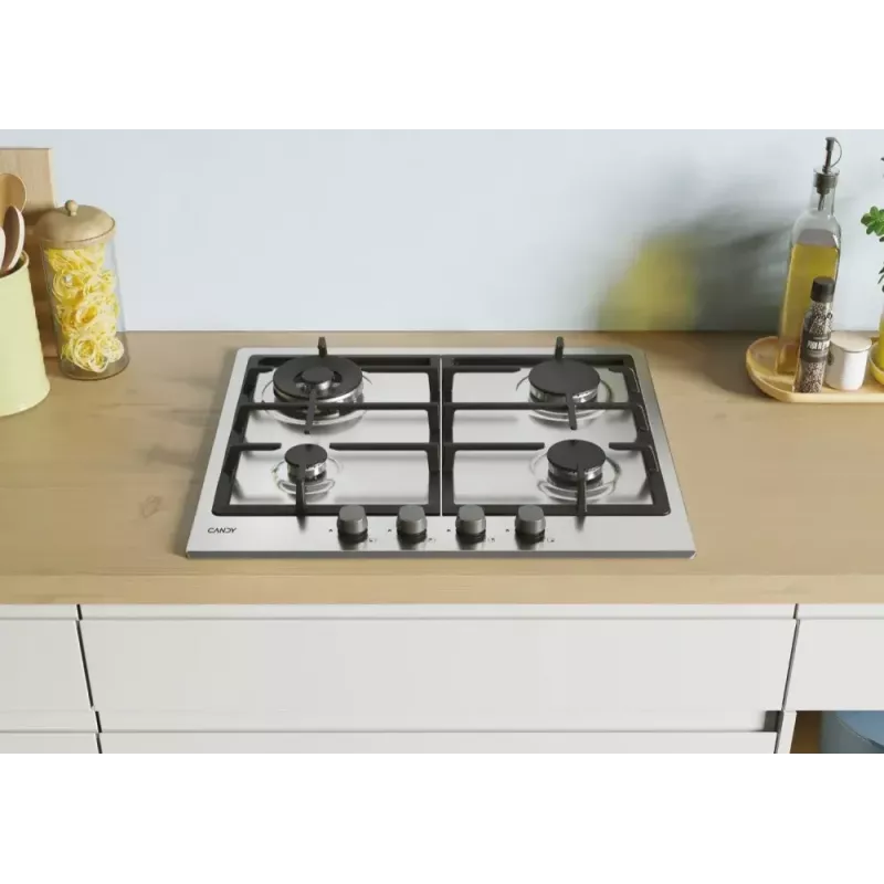 Candy Idea CHG6BR4WX ruostumaton teräs kalusteisiin asennettava kaasuliesi 60 cm 4 vyöhykettä
