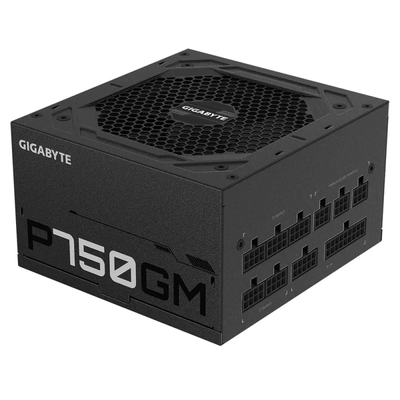 Gigabyte P750GM virtalähde 750 wattia hyötysuhde 80 PLUS GOLD, PFC Active, MTBF 100 000 tuntia