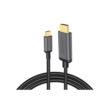 DIGITUS USB-C–HDMI-sovitinkaapeli, 4K/30 Hz, 1,8 m, musta