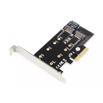 DIGITUS M.2 NGFF/NVMe SSD PCI-Express-laajennuskortti tukee B-, M- ja B+M-Key, koot 80, 60, 42 ja 30 mm