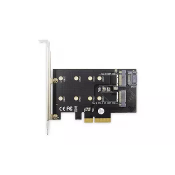DIGITUS M.2 NGFF/NVMe SSD PCI-Express-laajennuskortti tukee B-, M- ja B+M-Key, koot 80, 60, 42 ja 30 mm