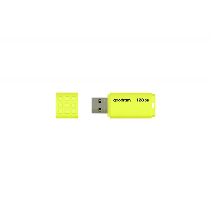 Goodram UME2 UME2-1280Y0R11 USB-muistitikku 128 GB, USB 2.0 Type-A, 20 MB/s, suojakorkilla, keltainen