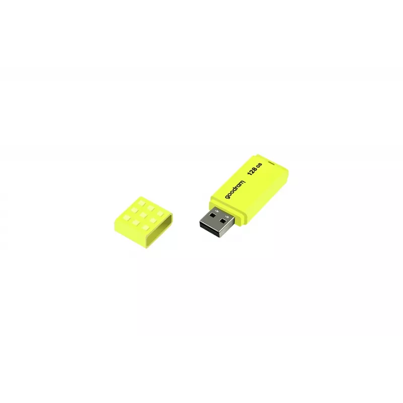 Goodram UME2 UME2-1280Y0R11 USB-muistitikku 128 GB, USB 2.0 Type-A, 20 MB/s, suojakorkilla, keltainen