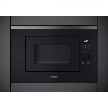 Kalusteisiin asennettava grillimikroaaltouuni WHIRLPOOL WMF201G, 800 W, 20 L, ruostumaton teräs/musta