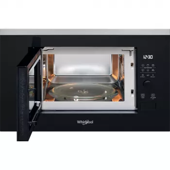 Kalusteisiin asennettava grillimikroaaltouuni WHIRLPOOL WMF201G, 800 W, 20 L, ruostumaton teräs/musta