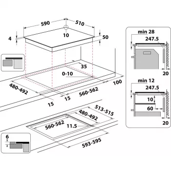 Whirlpool WS Q4860 NE musta kalusteisiin asennettava 60 cm induktioliesi 4 keittoaluetta