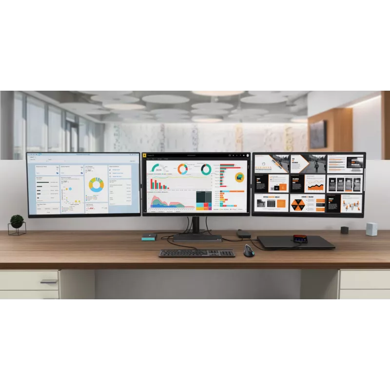 i-tec metalli USB-C ergonominen 4K 3x näyttö telakointiasema + Power Delivery 85 W
