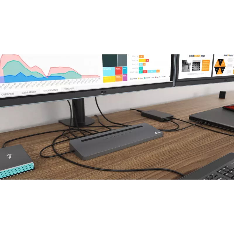 i-tec metalli USB-C ergonominen 4K 3x näyttö telakointiasema + Power Delivery 85 W