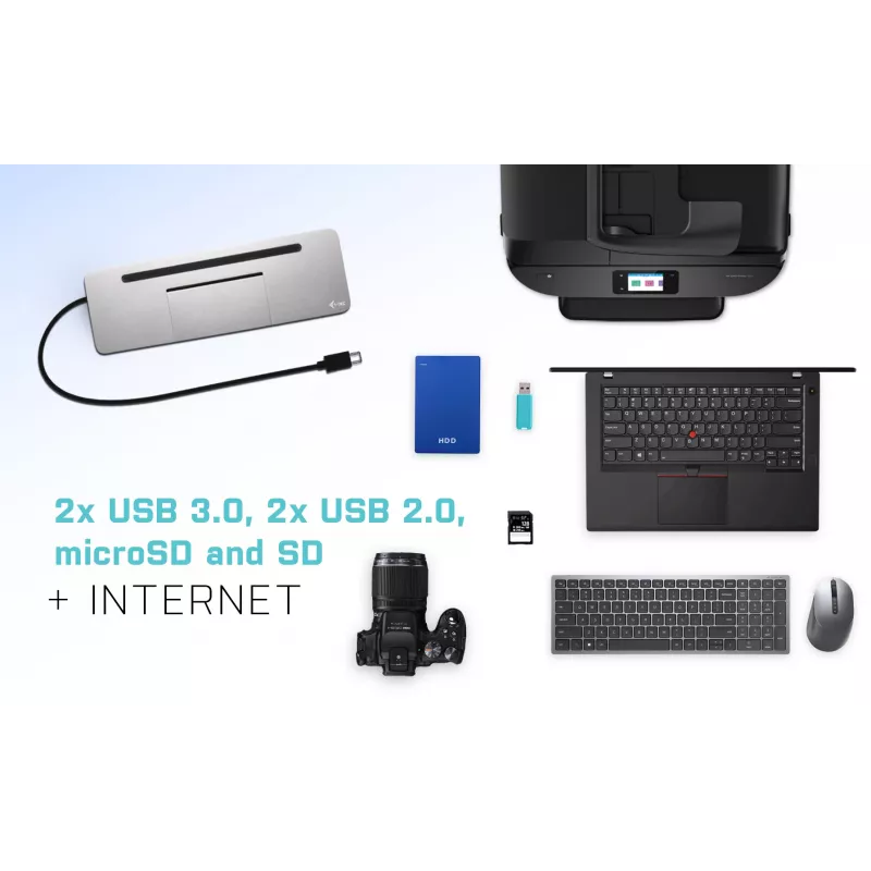 i-tec metalli USB-C ergonominen 4K 3x näyttö telakointiasema + Power Delivery 85 W