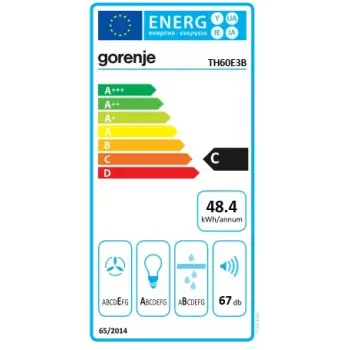 Gorenje TH60E3B liesituuletin ala-asennus (ulosvedettävä) musta 350 m³/h