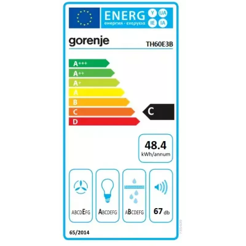 Gorenje TH60E3B liesituuletin ala-asennus (ulosvedettävä) musta 350 m³/h
