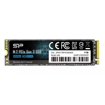 SSD M.2 2280 Silicon Power 1000GB NVMe PCIe Gen3x4, luku 2200 MB/s, kirjoitus 1600 MB/s