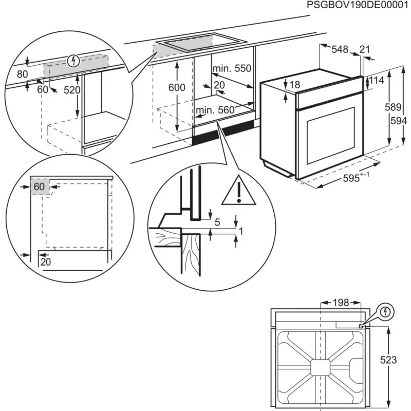 Electrolux EOF3H40X 2790 W musta, ruostumaton teräs